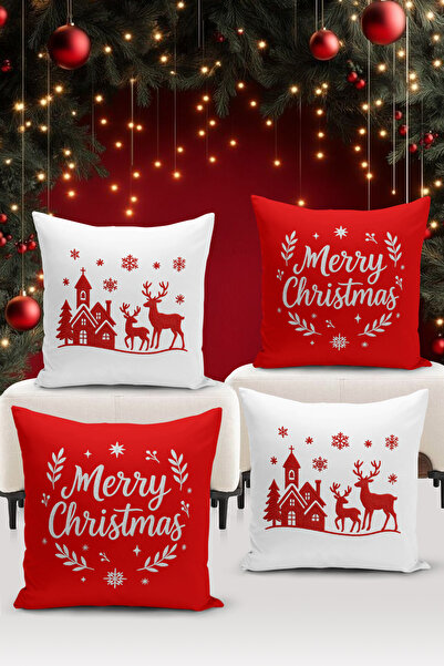 Bertille Home Seria de Anul Nou, set de cu imprimeu huse de pernă digitale cu...