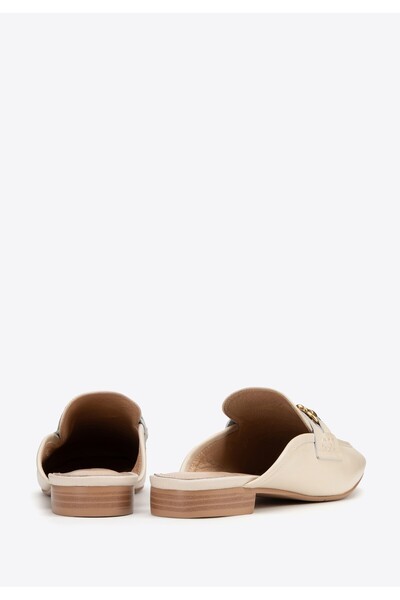 Wittchen Women's Leather Loafers with Open Heel, Beige, Leather