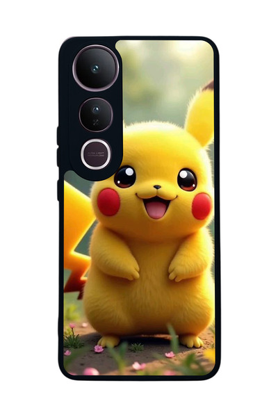 Aksel Kılıf متوافق مع Vivo V50 Lite مطبوع ، أسود غير لامع، سيليكون ناعم، واقي...