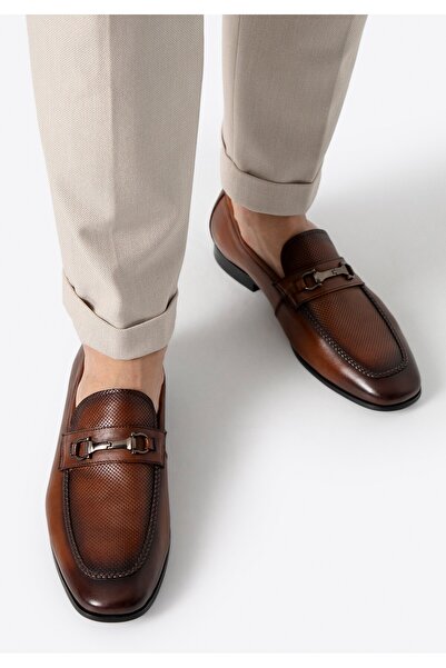 Wittchen Men's Leather Loafers with Buckle on the Belt, Light Brown, Light Brown, Leather