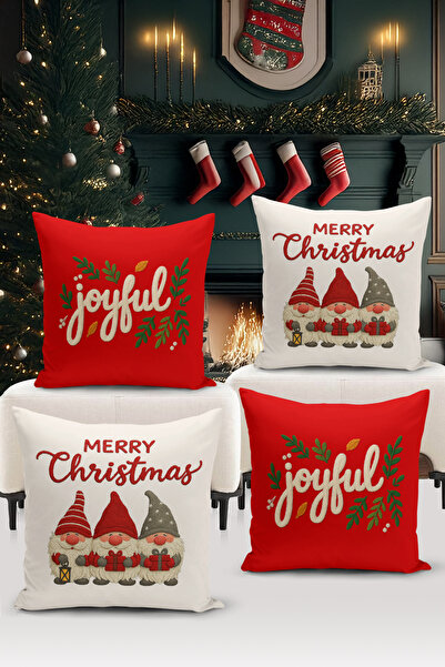 Bertille Home Seria de Anul Nou, set de cu imprimeu huse de pernă digitale cu...