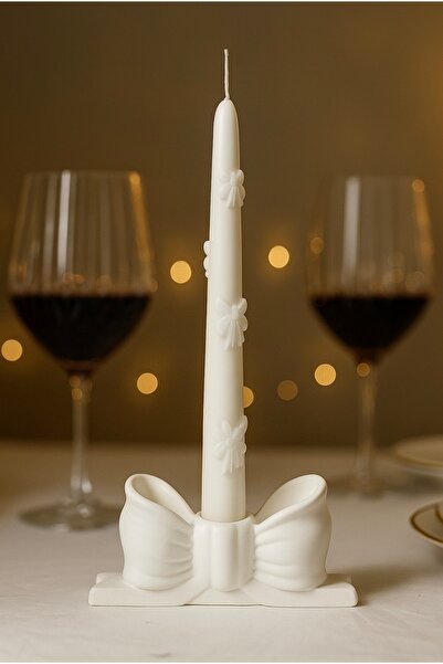 Lumora moments Kurdeleli Beyaz Mum – Tekli (sadece mum)