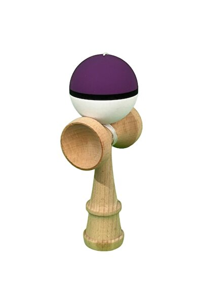 LEIBOO Kendama profesională LEIBOO, 18 cm, lemn, violet-alb cu dungi negre