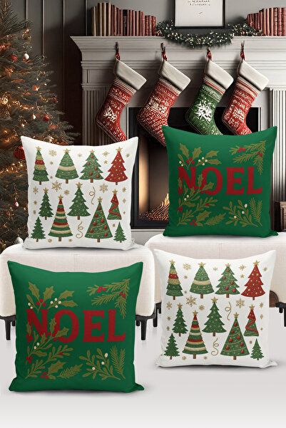 Bertille Home Seria de Anul Nou, set de cu imprimeu huse de pernă digitale cu...