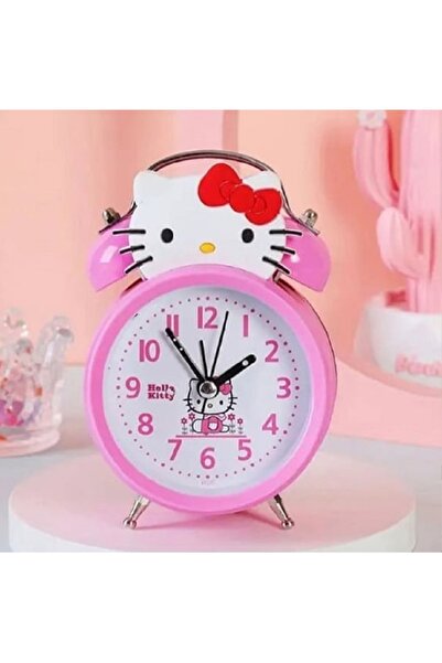Livava Hello Kitty Metal Masa Saati, Alarmlı ve Işıklı, Pembe, 13x8