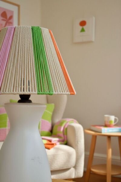 NO BRAND El Yapımı Renkli Jüt Makrome Abajur Başlığı - Bohem Rustik