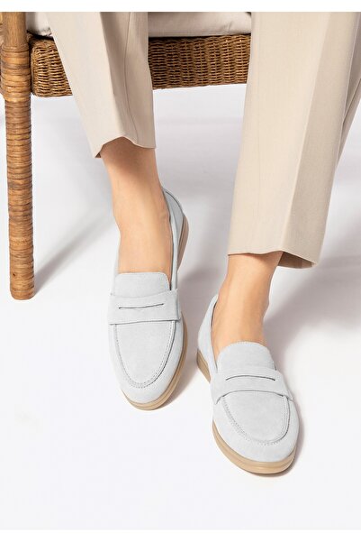 Wittchen Women's Classic Light Gray Suede Leather Moccasins