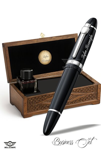 MELL & SWIPE Kişiye Isme Özel İsim Baskılı Ahşap Kutulu Lüks Hediyelik Şık Pi...