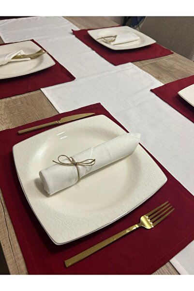 Cedi 6'lı Takım-- Organik Ham Keten Kumaş Beyaz Renk Peçete 30x30cm