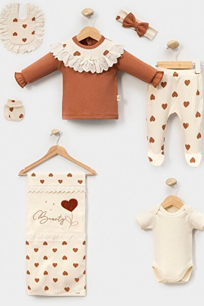 Cherub Baby Heart Lace Baby Girl Newborn 7 Piece Hospital Release Bodysuit Se...