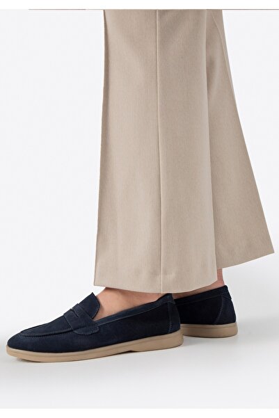 Wittchen Women's Classic Navy Blue Suede Leather Moccasins