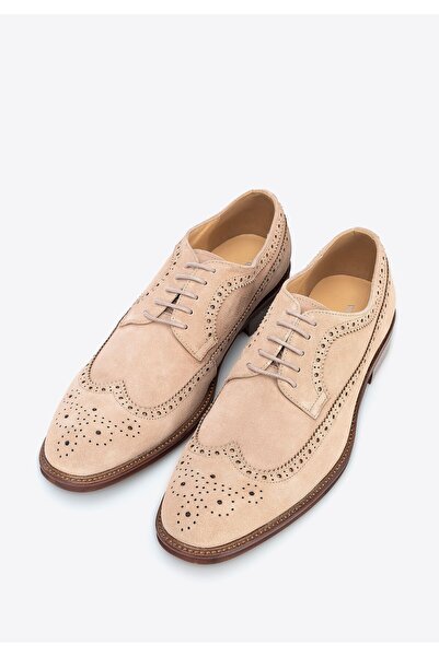 Wittchen Men's suede leather brogues with perforations, light beige, light be...
