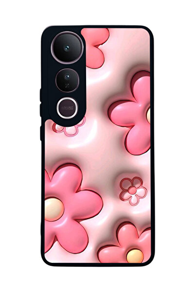 Aksel Kılıf متوافق مع Vivo V50 Lite مطبوع ، أسود غير لامع، سيليكون ناعم، واقي...