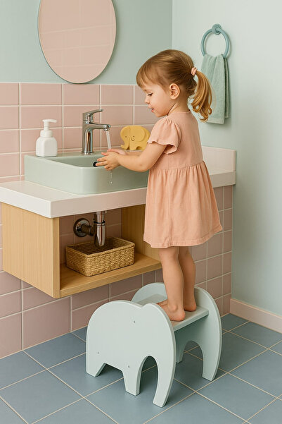 HOUME Çocuklar için Ahşap Basamak Tabure-Banyo-Wc-Lavabo-Merdiven Yükseltici