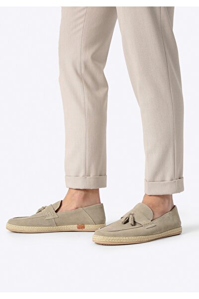 Wittchen Men's Beige Suede Leather Loafers with Tassel
