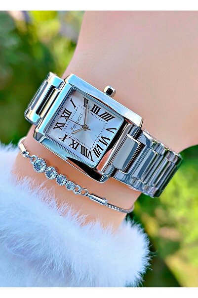 Ferrucci Roman Numeral Steel Cord Women's Wristwatch with Bracelet Gift