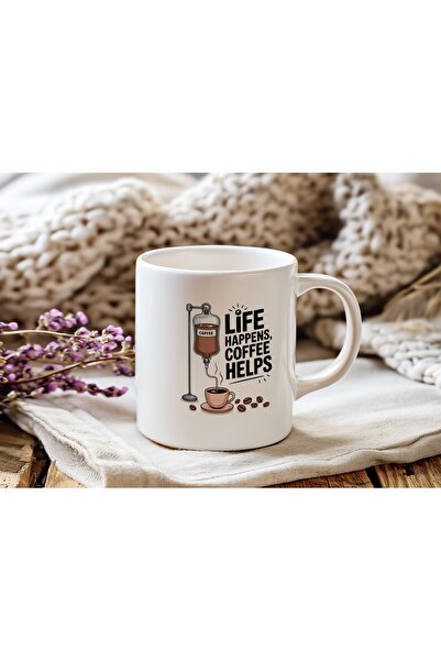 Beramussa كوب قهوة لايف - كوب بتصميم مكتوب باللغة الإنجليزية - هدية لمحبي القهوة