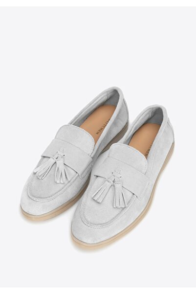 Wittchen Women's Suede Loafers with Tassel Light Gray Light Gray Suede Leather