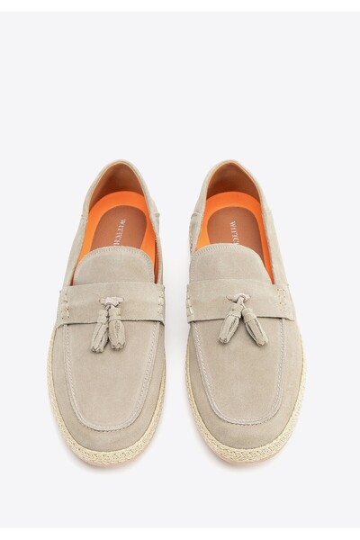 Wittchen Men's Beige Suede Leather Loafers with Tassel