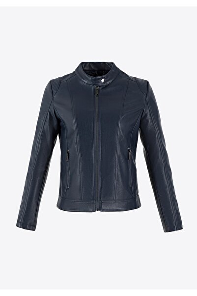 Wittchen Geacă de piele pentru femei, bleumarin, piele