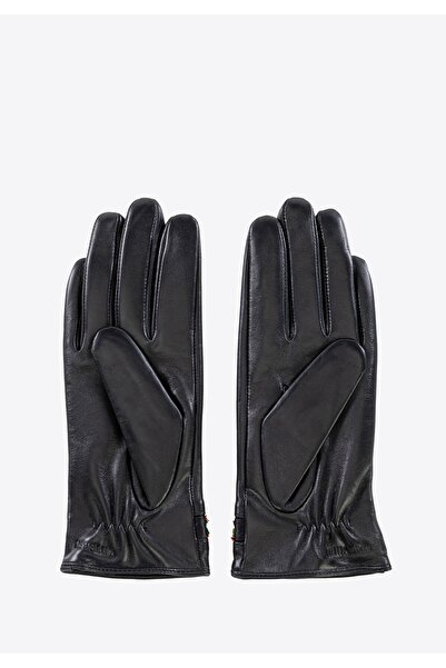 Wittchen Women's Leather Gloves with Beads Black Leather