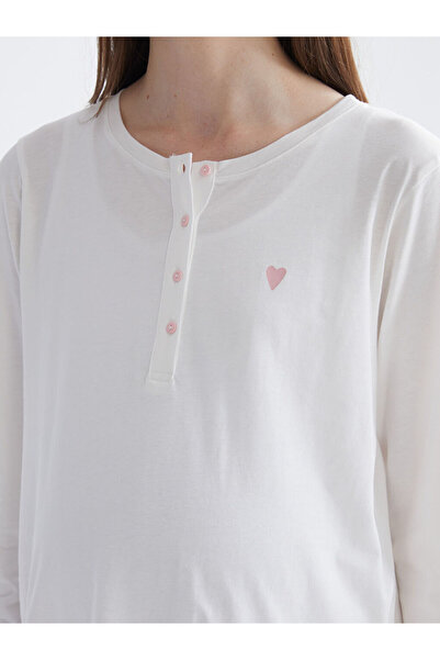 LC Waikiki Crew Neck Printed Maternity Pajamas