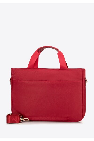 Wittchen Geantă pentru laptop de 14" pentru femei, cu matlasare, culoarea cireșei, poliester cireșe