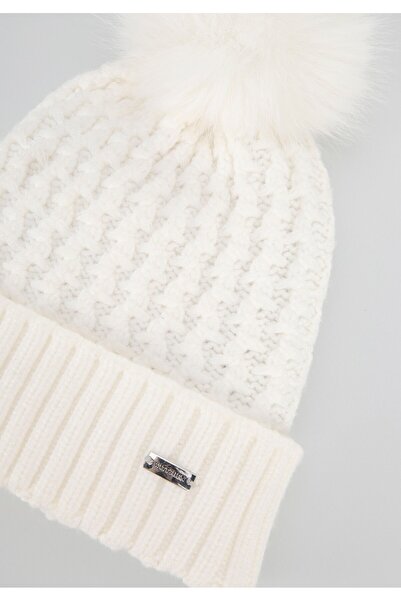 Wittchen Pălărie de damă cu model fin și pompom, viscoză crem