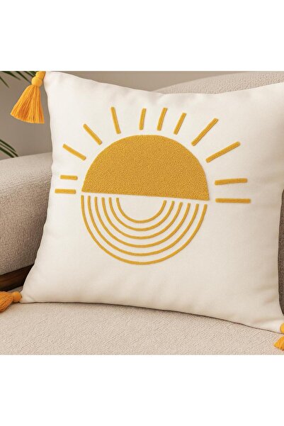 SWITA Comfort Series Punch Embroidered Linen Throw Pillow Cover 43X43 cm