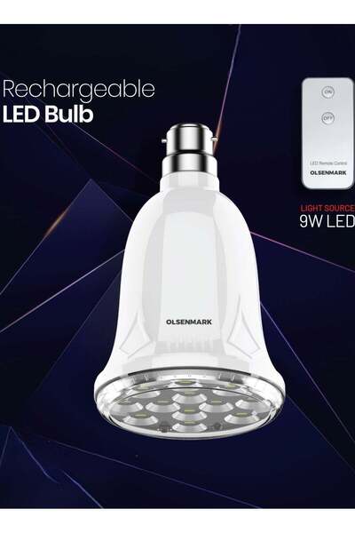Olsenmark Rechargeable LED Bulb OMESL2838 - Remote Control, 2.5h Runtime, 20-24h Charging