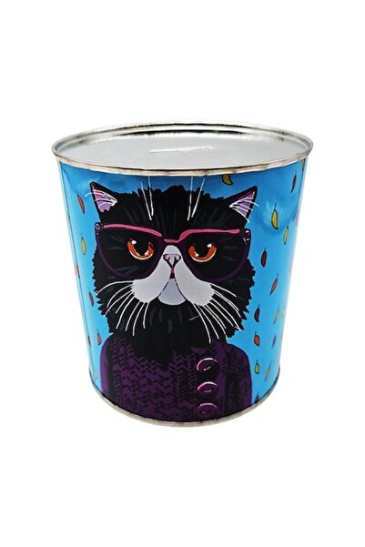 ABS Pușculiță metalică mare cu imprimeu de pisică 14x13 cm