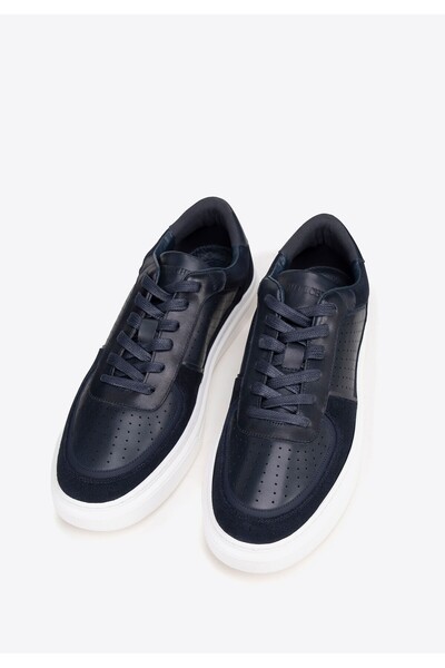 Wittchen Pantofi de piele albastru bleumarin pentru bărbați