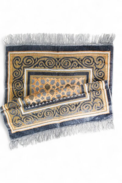 Öz Kadife Dowry Velvet Prayer Rug Set – Soft and Elegant Design - Dowry, Gift (400 Gr)