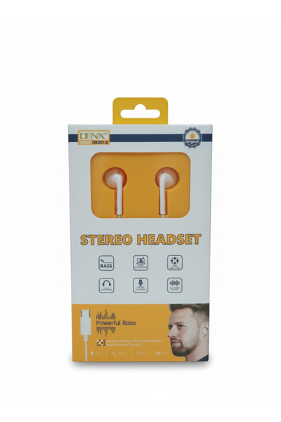 Denx Deep Bass Stereo Wired Earphones | Type-C Port | Music Headphones (DX301-B)