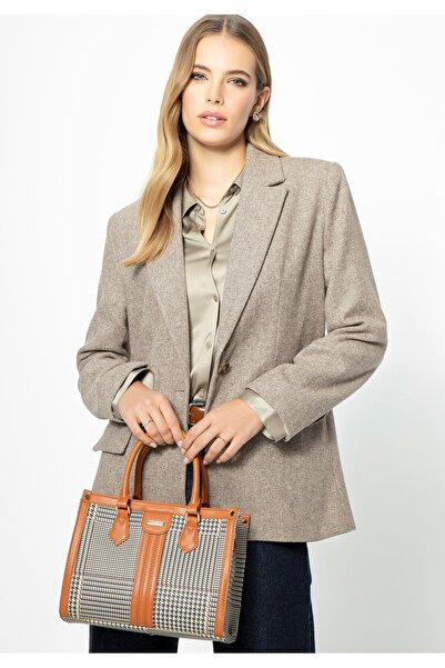 Wittchen Woman Women's brown -leather houndstooth suitcase