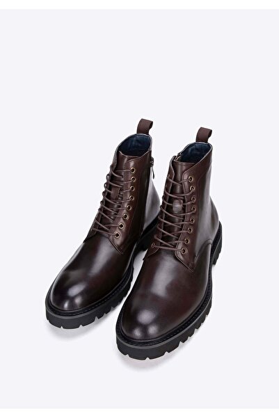 Wittchen Ghete militare din piele pentru bărbați, cu șireturi, maro, din piele