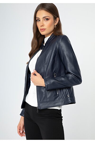 Wittchen Geacă de piele pentru femei, bleumarin, piele