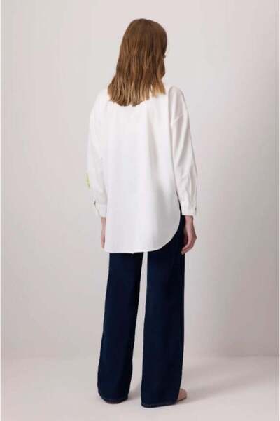 Touche Nakış Detaylı Gömlek Ekru