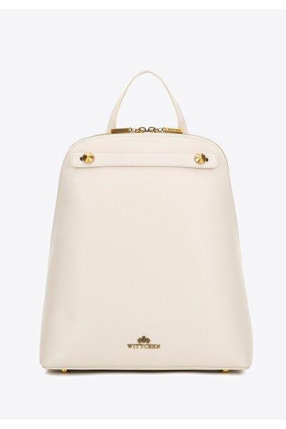 Wittchen Rucsac din piele pentru femei, trapezoidal, piele crem
