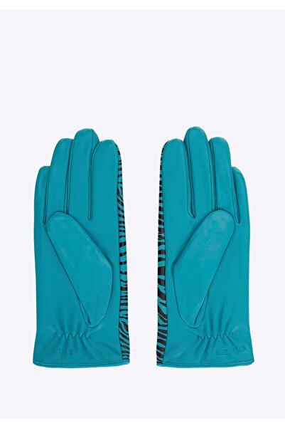 Wittchen Mănuși din piele pentru femei cu model animal turcoaz, piele turcoaz