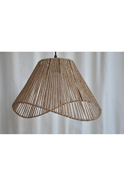 NO BRAND El Yapımı Jüt Makrome Avize - Rustik Bohem Tarz Dekoratif Sarkıt - Duy Dahil