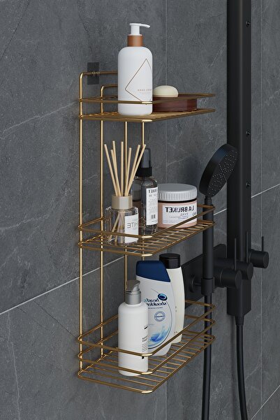 TEKATEL Adhesive Bathroom Shelf, 3-Tier Wall Shelf, Adhesive Bathroom Organiz...