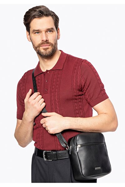 Wittchen Geantă mică de tip messenger pentru bărbați, neagră - piele