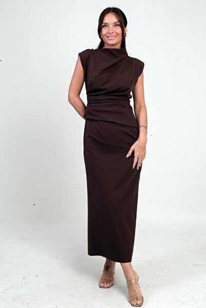 By Saygı Women's Front Draped Midi Dress