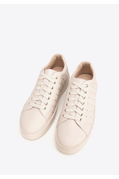 Wittchen Teniși de damă din piele cu față matlasată, crem, crem, piele