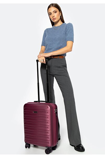 Wittchen Valiză mică bărbătească din ABS cu relief orizontal, vișiniu, ABS vișiniu