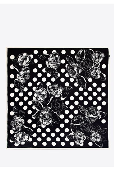 Wittchen Eșarfă de mătase pentru femei cu model alb-negru, mătase alb-negru