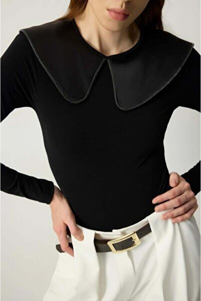 Touche Saten Yakalı Body Siyah