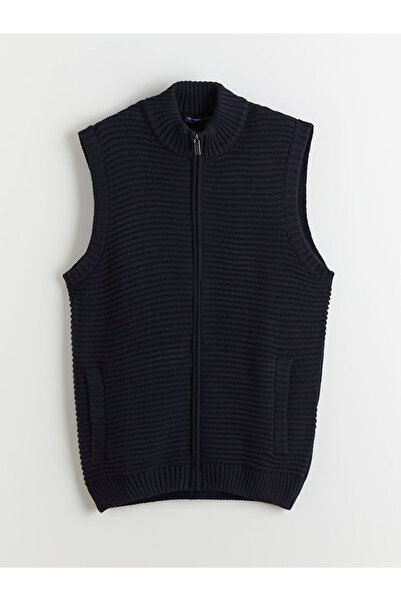 LC Waikiki سترة تريكو رجالية من MG TRENDEN باللون الأزرق الداكن مقاس ياقة مرت...