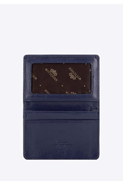Wittchen Men's Leather Business Card Case, Horizontal, Navy Blue, Leather